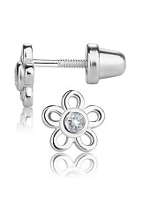 good-looking silver cubic zirconia April birthstone baby earrings